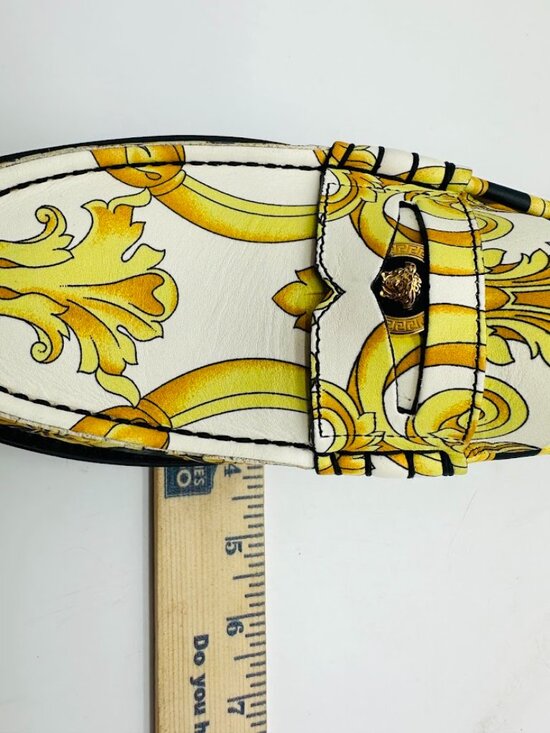 Versace Barocco Moccasin Vitello‎ Loafers Gold Black White EU 39 US 6 Italy main image 7